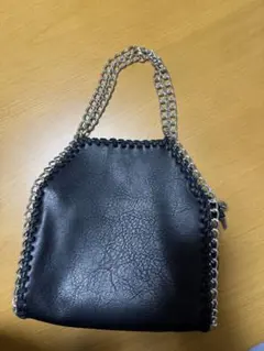 ブラック合成皮革ハンドバッグ