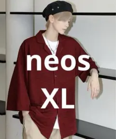 neos 春夏 きれカジ カジュアル 7分袖シャツ 赤 XLのサムネイル