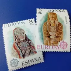 9477 外国切手 スペイン 1974年 イベリア半島の彫刻「バサの貴婦人」等