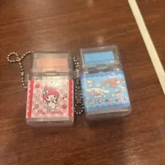 サンリオ　ローラー付消しゴム風キーホルダー　マイメロディ&シナモロールセット
