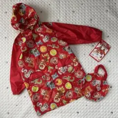 【6212】アンパンマンレインコート　手提げ袋付き　110cm 総柄　赤