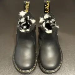 ドクターマーチン ブラックレザー キッズブーツ ファー付き 13.5cm