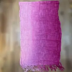 値下▶︎グラデーションピンク ストール 麻混約168cm x 48cm
