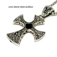 ネックレス メンズ チタン シルバー チェーン クロス 新品 S【PN3106】