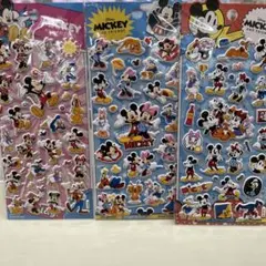公式　ディズニー　ミッキーマウス　ミニー　ぷっくりシール3枚コンプセット　ラス1