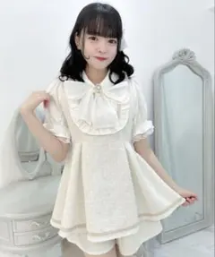 ロジータ　ツイードセットアップ　半袖　ホワイト