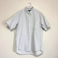 【美品】しまむら　Freude フロイデ　ストライプシャツ　白のサムネイル
