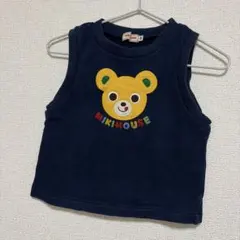 ミキハウス ぷっちーくん ロゴ刺繍 ベビーベスト 80cm ネイビー