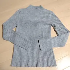 BROWNY 長袖 タートルネックニット リブニットセーター (F) グレー