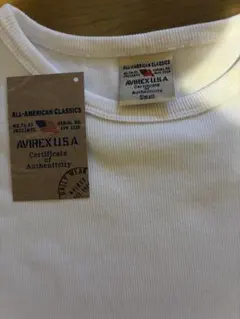【極美品／タグ付き】 アヴィレックス AVIREX リブTシャツ ホワイト Sのサムネイル