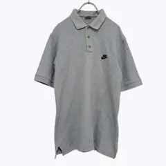 ナイキ ワンポイント刺繍 ポロシャツ グレー 鹿の子 半袖 ユニセックス