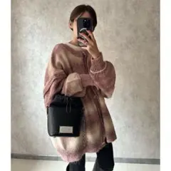 グレイル　前後2Wayウール混グラデーションニットカーディガン　オーバーサイズ