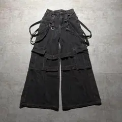 バギーデニム デストロイデニム ダメージ 古着 archive opium 黒