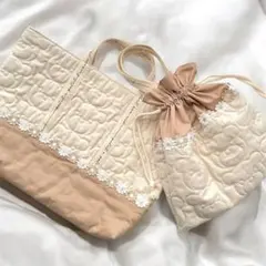 オーダー入園・入学グッズ♡くまさんキルト♡フラワーレース