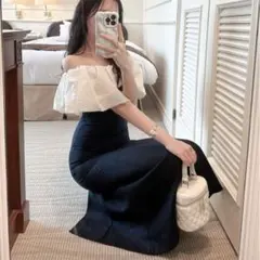 完売　2wayバルーンスリーブワンピース[dk1056] ネイビー