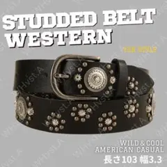 Y2K スタッズ ベルト ブラック パンク ユニセックス 黒系 ロック風スタイル