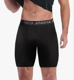 【ブラック(新品)/ホワイト2点セット】レギンス ハーフ スパッツ 速乾