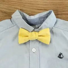 ハンドメイド　キッズ　蝶ネクタイ　リボンブローチ　くすみ　黄色
