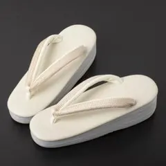 ≪菱屋カレンブロッソ×正絹組紐織鼻緒≫ カフェ草履 M寸 no.3468