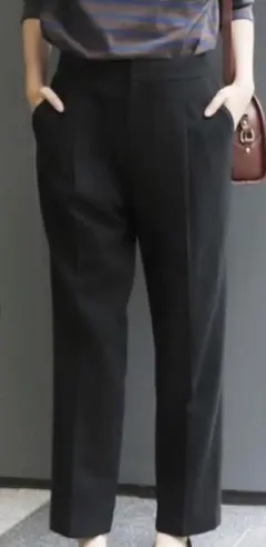 SLOBE IENA habiサテンテーパードパンツブラック 36 黒