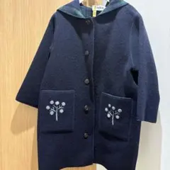 familiar フード付きウールコート 110 ネイビー　リバーシブル