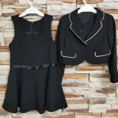 [１回のみ着用] 黒のフォーマルドレスとジャケットセット(120)