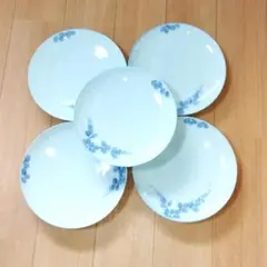 和食器 平皿 5枚セット 染付 花柄　永峰　萩のサムネイル