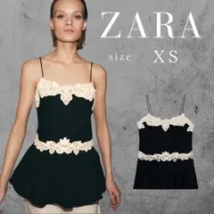 ZARA ZW COLLECTION コントラストレーストップス ブラック S - メルカリ