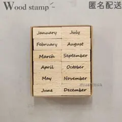 スタンプ　木製スタンプ　ウッドスタンプ　W116　月　12個セット　スケジュール
