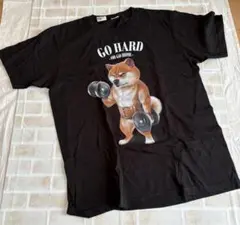メンズ tシャツ 柴犬 トレーニング ダンベル ブラック 半袖 メンズシャツ
