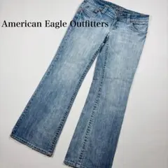 アメリカンイーグルAEOブーツカットデニムウォッシュストレッチ美品レディースMのサムネイル