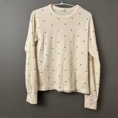 ブルーハート模様 長袖ワッフルTシャツ