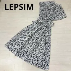 LEPSIM ノースリーブロングワンピース 抽象柄 ホワイト ブラック M