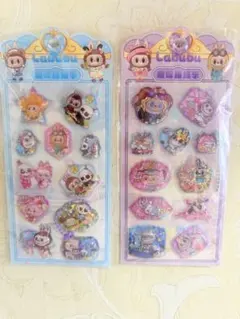 新品ラブブ 水と星入りボンボンドロップシール2枚セット ぷっくりシール 3Dシ