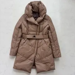 レディース ダウンコート ベルト付 イタリア製羊革 M相当（C8）