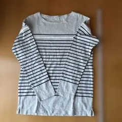 UNIQLO グレー ストライプ 七分袖カットソー M