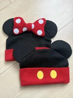 ミッキー ミニー 耳付きニット帽 58cm
