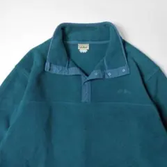 USA製ビンテージ筆記体 エルエルビーン スナップT フリース ジャケット青緑色