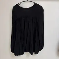 ディスコート　前後2WAYティアードチュニックブラウス　黒　薄手　春