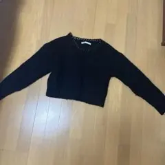 ZARAザラ 長袖ニット クロップド ショート丈 ドルマン チェーン ブラック黒