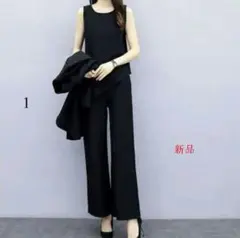 大人気 OL セットアップ 黒 3XL ブラック 4L シンプル カジュアルb