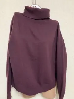 ユニクロ　3D スフレヤーンタートルネックセーター　 長袖　ワイン　L