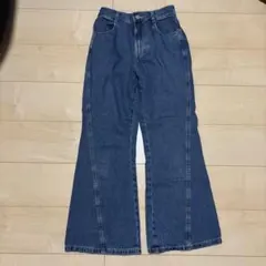 ジーユー GU ジーンズ　160 デニムブルー フレアパンツ ゴムウエスト