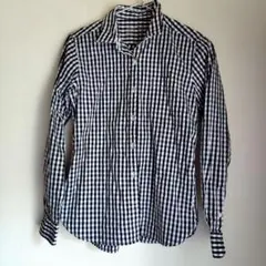 匿名配送◯黒と白のチェック柄長袖ギンガムチェックシャツ　無印良品　美品のサムネイル
