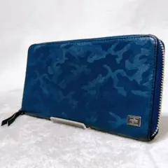 PORTER　ワンダー　ラウンドジップ長財布　BOX型小銭入れ　ネイビー　迷彩柄 PORTER ワンダー ラウンドジップ長財布 BOX型小銭入れ ネイビー 迷彩柄