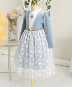110アナと雪 キッズ ロング丈 女の子 ワンピース プリンセスエルサ ドレス