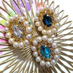 《ハンドメイド》ポニーフック　キラキラビジュー　パーティー　お呼ばれ　結婚式