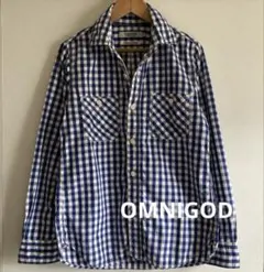 OMNIGOD チェック 長袖シャツ サイズ2 ドミンゴ ブルー×ホワイトのサムネイル