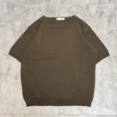 Cashmilon アクリル100% 半袖ニット ブラウン S ミセス シンプルのサムネイル