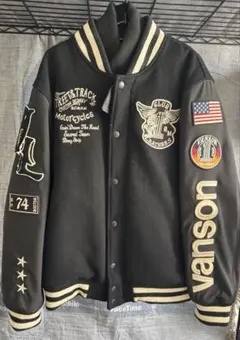 希少☆VAN JACKET スタジャン 袖レザー ブラック アーチロゴ 当時物